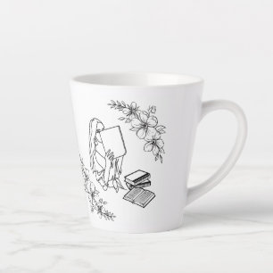 Taza De Café Latte Latte Mug, "Chica de biblioteca"