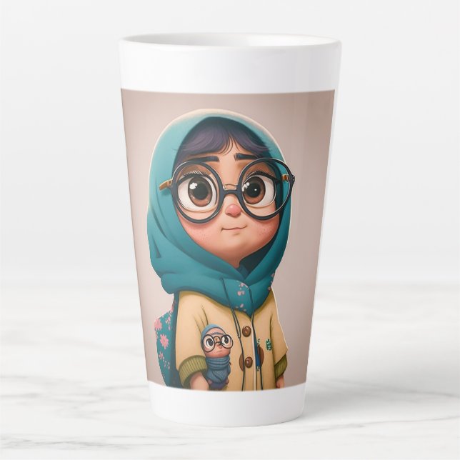 Taza De Café Latte Latte Mug, Chica de Hijab (Anverso)