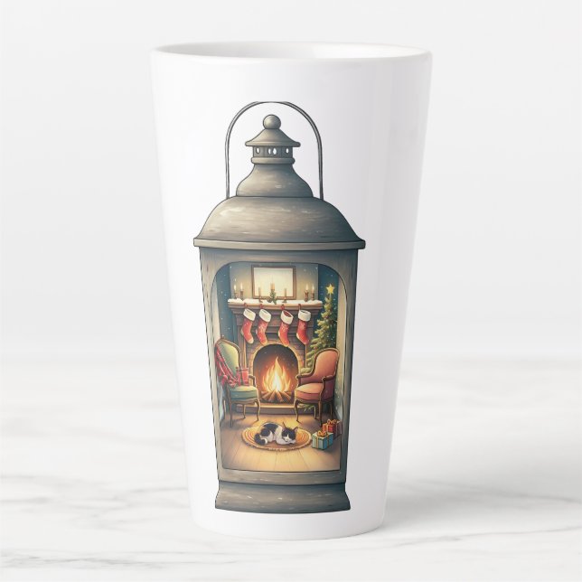 Taza De Café Latte Latte Mug-Christmas Lantern (Anverso)