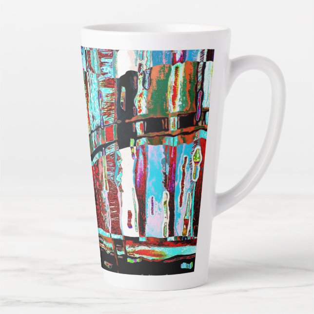 Taza De Café Latte Latte Mug – Collapse Reflection Abstract Design (Derecha)