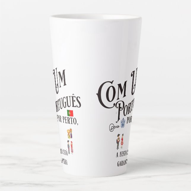 Taza De Café Latte Latte Mug Com um Portugues por perto (Anverso)