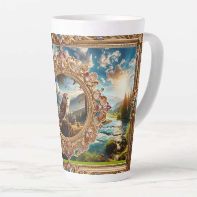 Taza De Café Latte Latte Mug con arte elaborado (Ángulo derecho)
