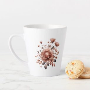 Taza De Café Latte Latte Mug con elegante Bouquet rosa