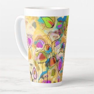 Taza De Café Latte Latte Mug con flores abstractas