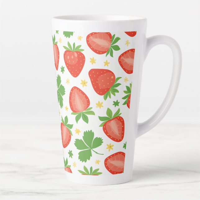 Taza De Café Latte Latte Mug con fresas (Derecha)