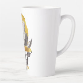 Taza De Café Latte Latte Mug con una flor de protea con oro