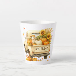 Taza De Café Latte Latte Mug - Dar las gracias a Fall Truck Mug