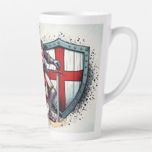 Taza De Café Latte Latte Mug de 17 oz con diseño Crusader Knight