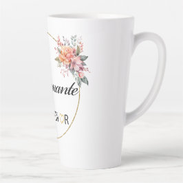 Taza De Café Latte Latte Mug de color de agua floral de Enseignante