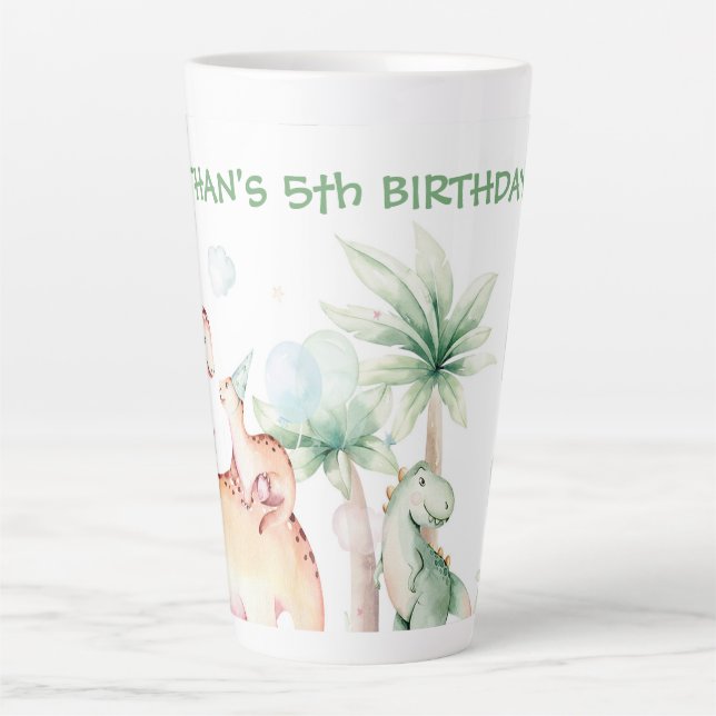 Taza De Café Latte Latte Mug de dinosaurio personalizado (Anverso)