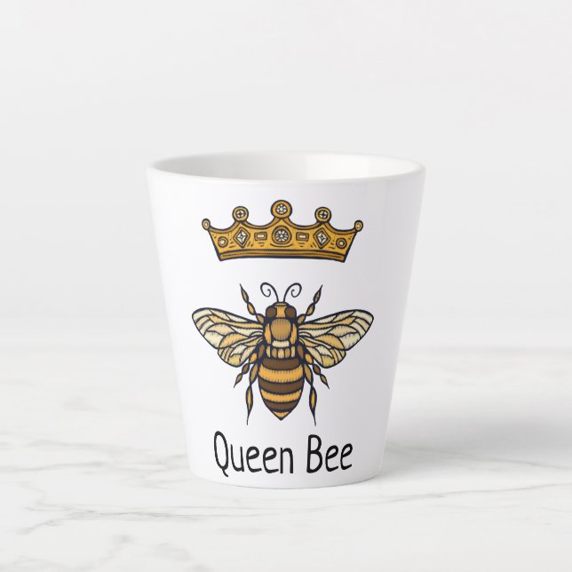 Taza De Café Latte Latte Mug de la Corona de Oro de la Reina Bee (Anverso)