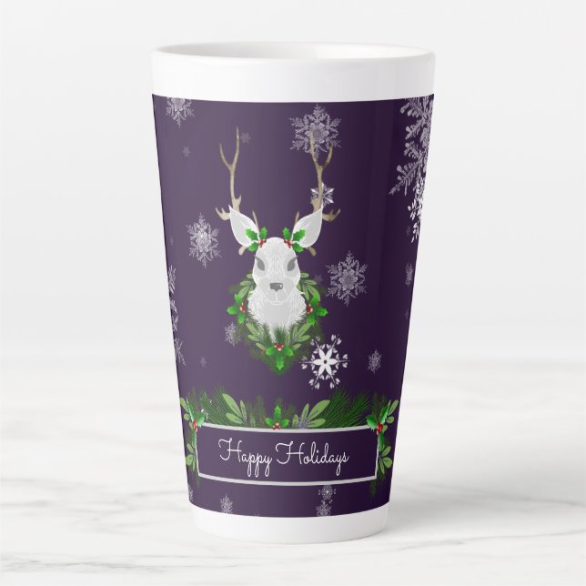 Taza De Café Latte Latte Mug de reno morado (Anverso)