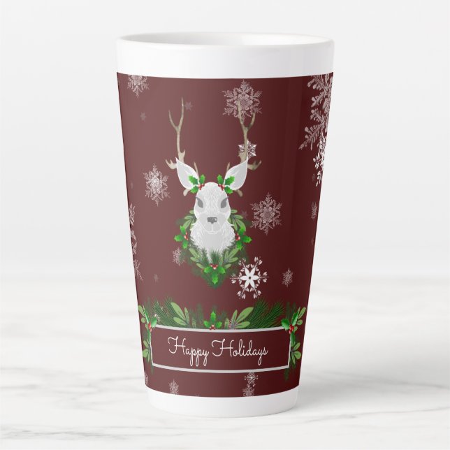 Taza De Café Latte Latte Mug de reno rojo (Anverso)