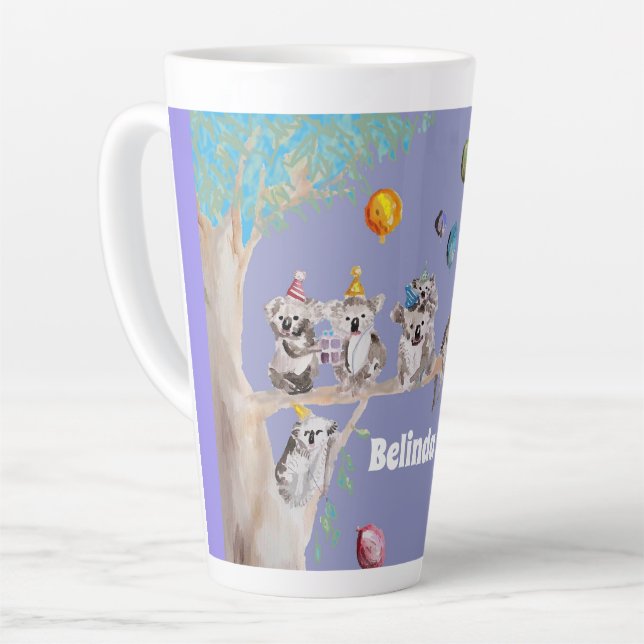 Taza De Café Latte Latte Mug del partido de cumpleaños púrpura de la  (Ángulo izquierdo)
