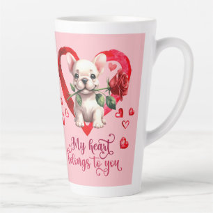 Taza De Café Latte Latte Mug, Día de San Valentín de acuarela de Bull