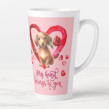 Latte Mug, Día de San Valentín de la acuarela de D