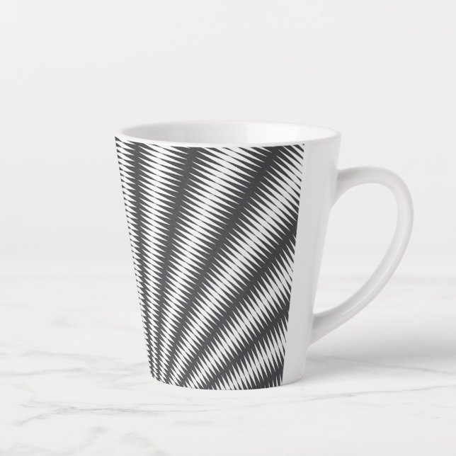 Taza De Café Latte Latte Mug - Diseño geométrico en blanco y negro (Derecha)