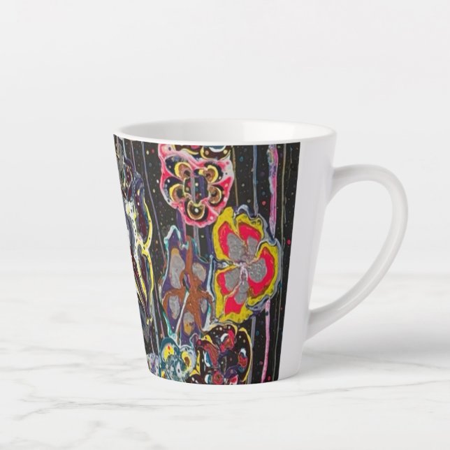 Taza De Café Latte Latte Mug – Elegant Floral Art Cup, Perfect Christ (Derecha)