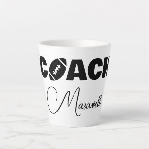 Taza De Café Latte Latte Mug, entrenador de fútbol americano negro