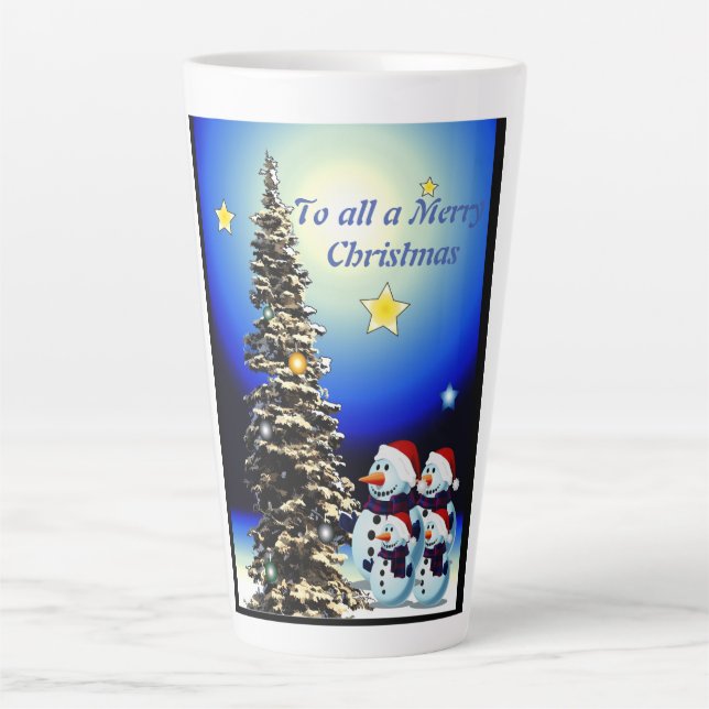 Taza De Café Latte Latte Mug, familia de la nieve (Anverso)
