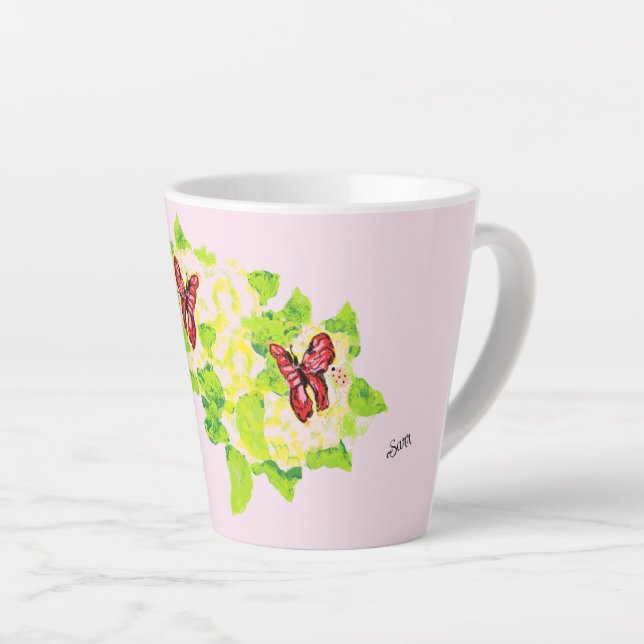 Taza De Café Latte Latte Mug : Flor asiática (Ángulo derecho)