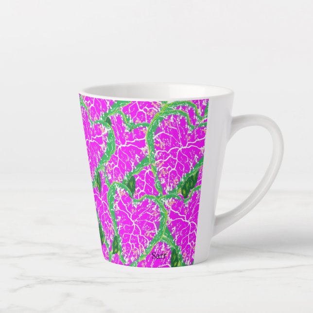 Taza De Café Latte Latte Mug : Flor tropical (Derecha)