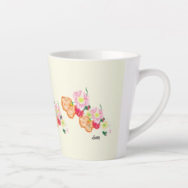 Taza De Café Latte Latte Mug : Flores de amapola (Derecha)
