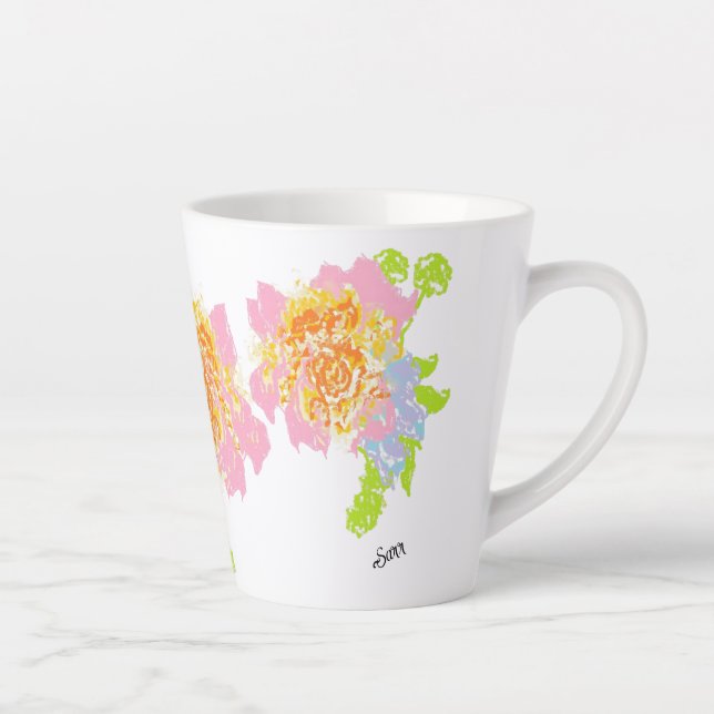 Taza De Café Latte Latte Mug : Flores de primavera (Derecha)