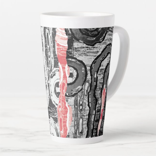 Taza De Café Latte Latte Mug – Friction Lands Abstract Design (Ángulo derecho)