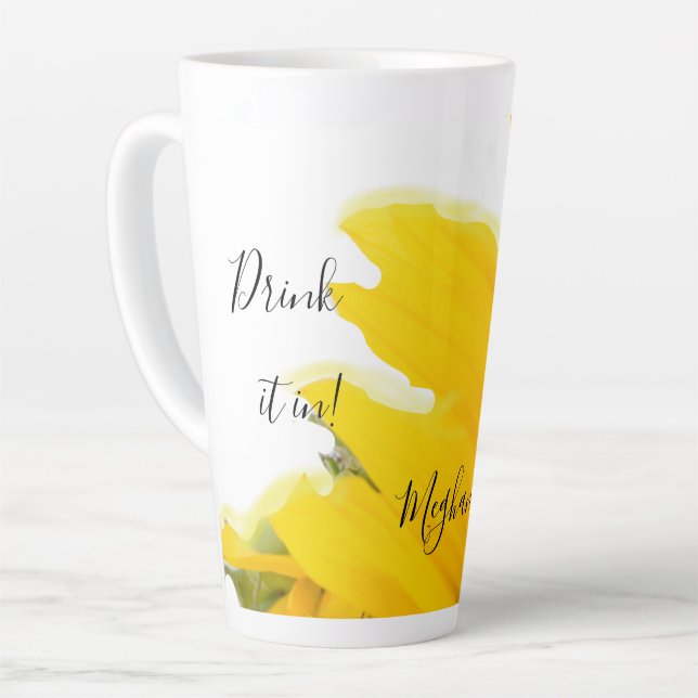 Taza De Café Latte Latte Mug, girasol, personalizado (Ángulo izquierdo)