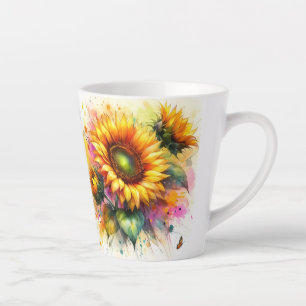 Taza De Café Latte Latte Mug - girasoles amarillos