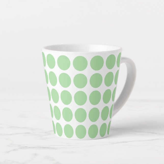 Taza De Café Latte Latte Mug-Green Polka Dots (Ángulo derecho)