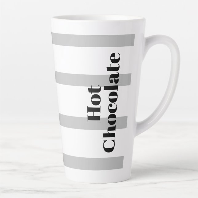 Taza De Café Latte Latte Mug - Gris Hoops - Chocolate caliente (Derecha)