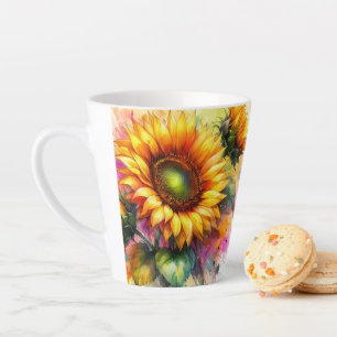 Taza De Café Latte Latte Mug - Hermosos girasoles amarillos