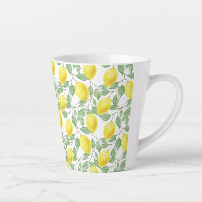 Taza De Café Latte Latte Mug-Lemons Print (Derecha)
