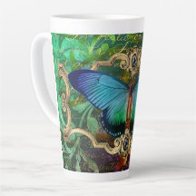 Latte Mug, mariposa boscosa encantada