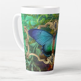 Taza De Café Latte Latte Mug, mariposa boscosa encantada