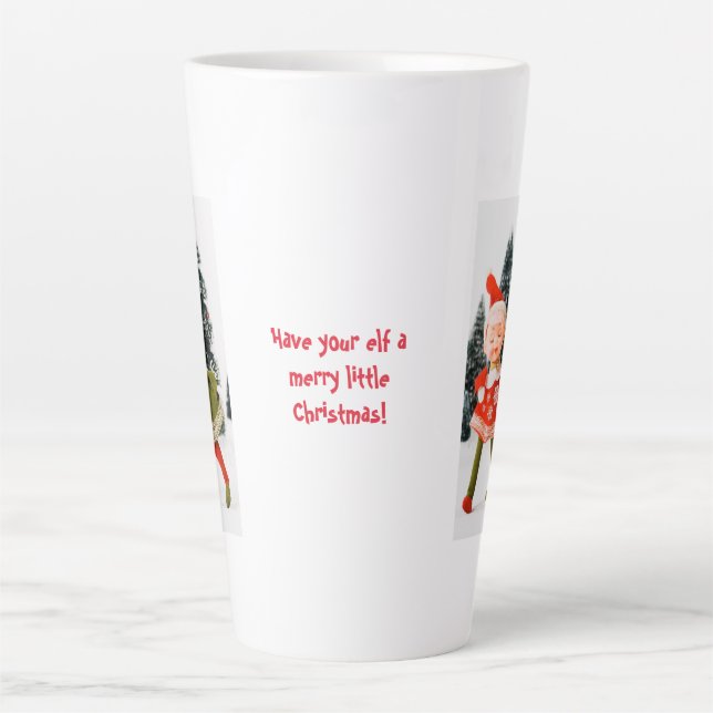 Taza De Café Latte Latte Mug, Merry Christmas Elf (Anverso)