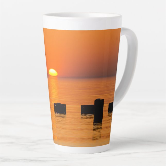Taza De Café Latte Latte Mug, Naranja emergente (Ángulo derecho)