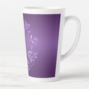 Taza De Café Latte Latte Mug, Navidad de Rosas de Violeta Eléctrica G