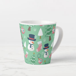 Taza De Café Latte Latte Mug, Navidad de Snowman