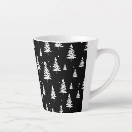 Taza De Café Latte Latte Mug, Navidades blancos y negros