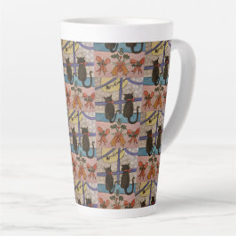 Taza De Café Latte Latte Mug, Navidades de gato negro