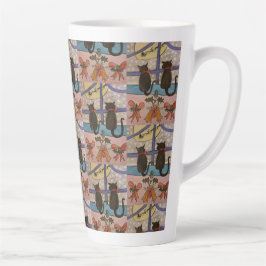 Taza De Café Latte Latte Mug, Navidades de gato negro