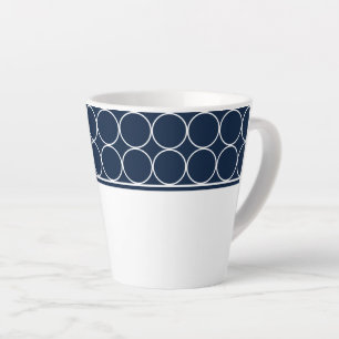 Taza De Café Latte Latte Mug-Navy y puntos blancos