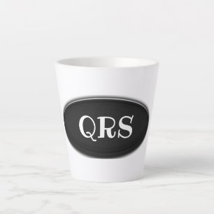 Taza De Café Latte Latte Mug - Oval negro con iniciales
