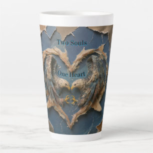 Taza De Café Latte Latte Mug Paper Cut Eagle Two Souls One Heart