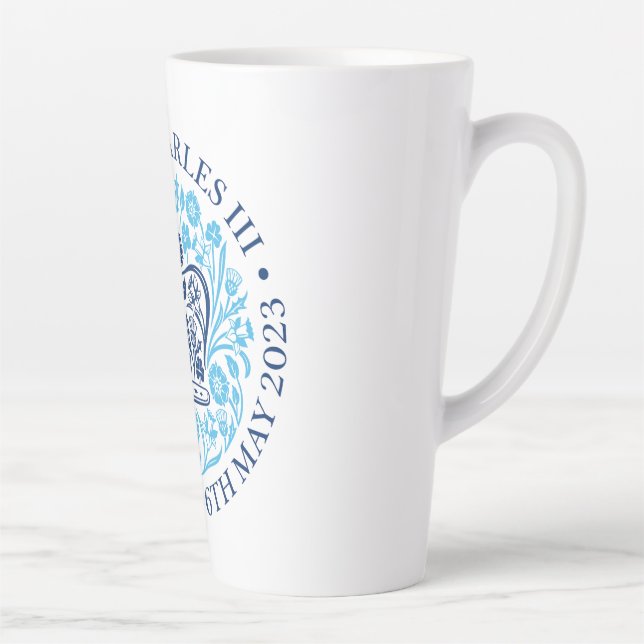 Taza De Café Latte Latte Mug para Coronación 2023 - Azul (Derecha)