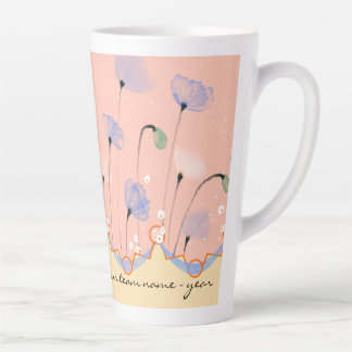 Taza De Café Latte Latte Mug - PEG tema con los amapolas, texto perso
