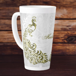 Taza De Café Latte Latte Mug Personalizada de Peacock Gold